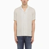 Pt Torino Cream Silk Blend Striped Shirt