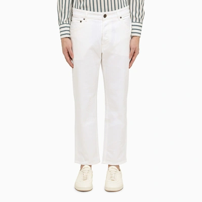Pt Torino Denim Regular White Cotton Trousers