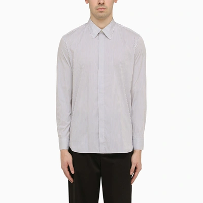 Pt Torino White Viscose Striped Shirt