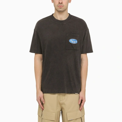 Represent Black Washed Out Cotton T Shirt With Logo