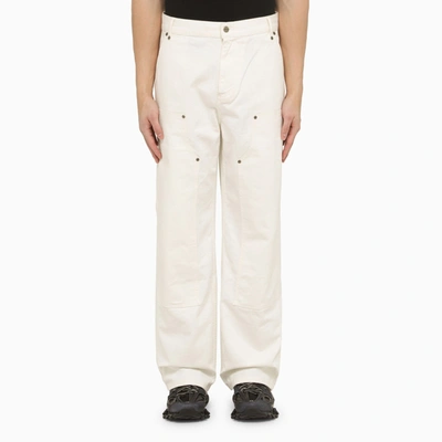 Represent Cream Cotton Trousers In White