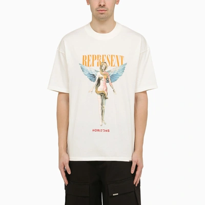 REPRESENT REPRESENT WHITE COTTON T SHIRT WITH LOGO PRINT