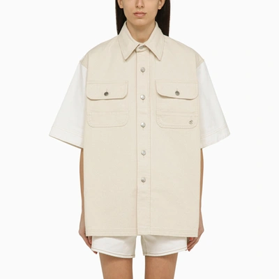 Stella Mccartney Oversized Utility Denim Shirt In Avorio