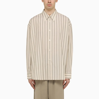 Studio Nicholson Striped Cotton Shirt In Beige