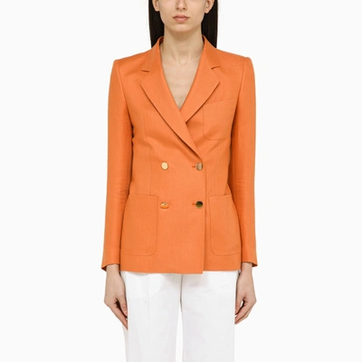 TAGLIATORE TAGLIATORE ORANGE LINEN DOUBLE BREASTED JACKET