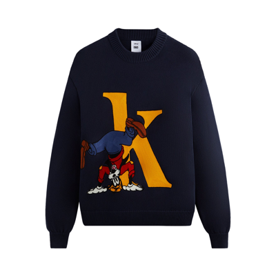 Pre-owned Kith For Mickey & Friends Goofy K Crewneck Sweater 'nocturnal' In Blue