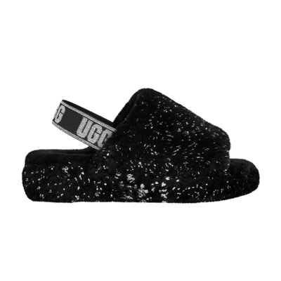 Pre-owned Ugg Wmns Fluff Yeah Slide 'metallic Sparkle - Black'