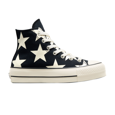 Pre-owned Converse Wmns Chuck Taylor All Star Lift Platform High 'large Stars' In Black