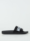 Moschino Men Slide Sandal With Logo In Black