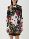 Dolce & Gabbana Silk Blend Satin Flower Printed Shirt In Multicolor