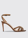 Aquazzura Womens Dark Brown Tequila 85 Crystal-embellished Leather Heeled Sandals In 棕色