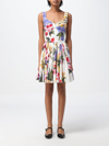 Dolce & Gabbana Pleated Floral-print Stretch Cotton-poplin Mini Dress In White