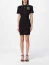 Versace Jeans Couture Embroidered-logo Polo Mini Dress In Black