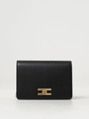 Elisabetta Franchi Pochette Con Tracolla In Metallo Dorato Nera In 黑色