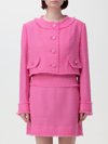 Dolce & Gabbana Round-neck Cropped Tweed Jacket In 粉色