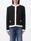 Valentino Sequined Glaze Tweed Jacket In 黑色