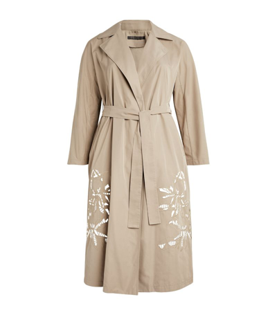 Marina Rinaldi Broderie Anglaise Trench Coat In Green