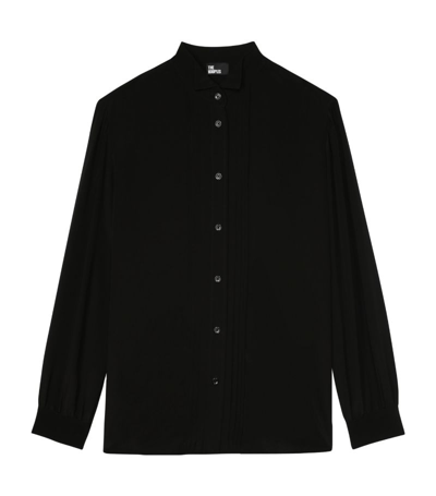 The Kooples Silk Pleated Shirt In Black