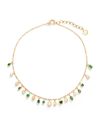 SHAY SHAY YELLOW GOLD, DIAMOND AND EMERALD CHARM NECKLACE