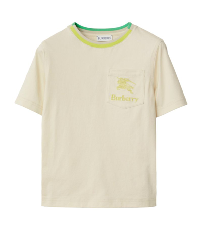 Burberry Kids' Ekd-embroidered Organic Cotton T-shirt In Neutrals