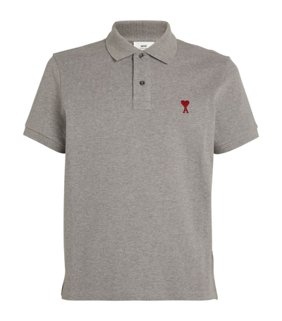 Ami Alexandre Mattiussi Cotton Logo Polo Shirt In Grey