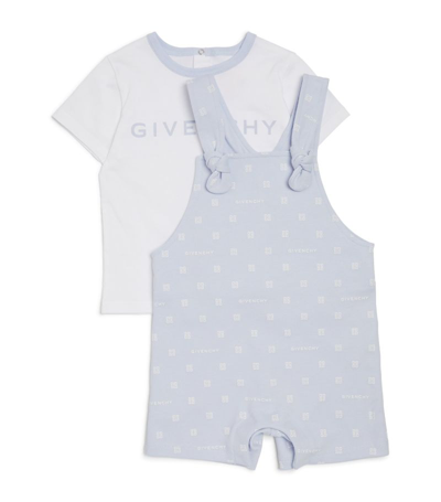 Givenchy Cotton T-shirt And Dungaree Set (3-18 Months) In Blue