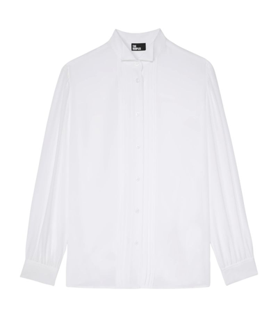 The Kooples Pleated Trim Cotton Shirt In White