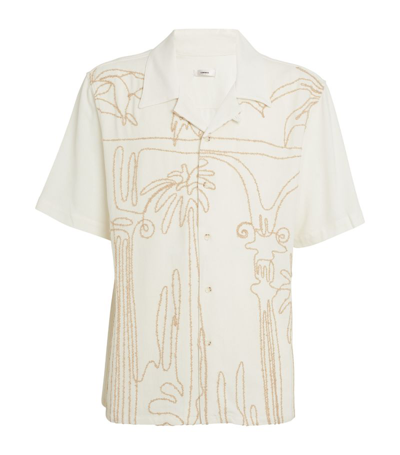 Commas Short-sleeve Embroidered Shirt In Beige