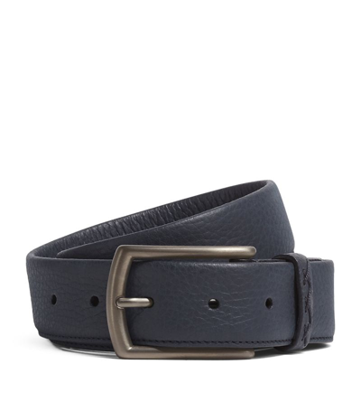 Zegna Leather Belt In Blue