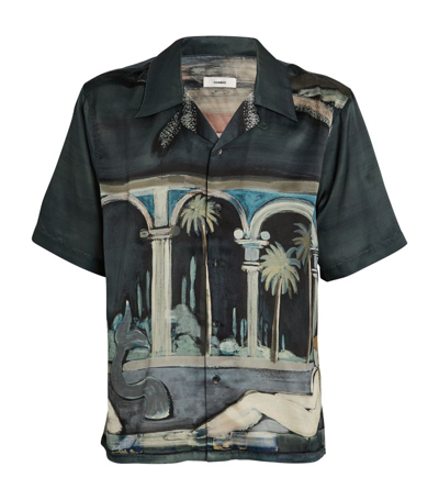 Commas Short-sleeve Printed Shirt In Midnight Bath