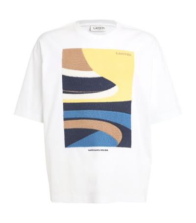 Lanvin Embroidered Artwork T-shirt In Weiss