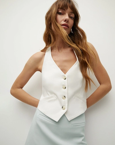 Veronica Beard Arabella Stretch-linen Vest In Off White