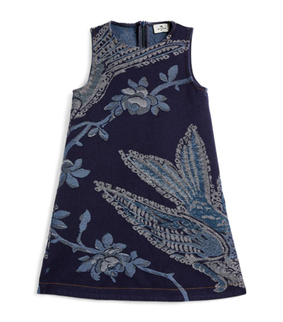 Etro Kids' Jacquard Denim Shift Dress In Blue