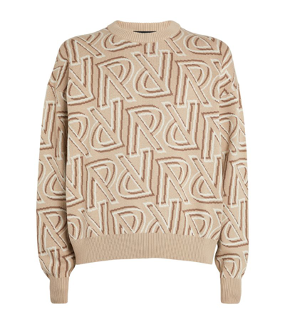 Represent Cotton-wool Monogram Sweater In Beige