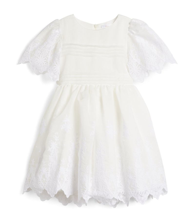 Patachou Kids' Embroidered Short-sleeve Dress (3-12 Years) In Neutral