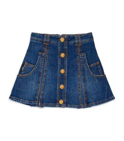 Balmain Kids Pleated Denim Skirt (4-14 Years) In Blue