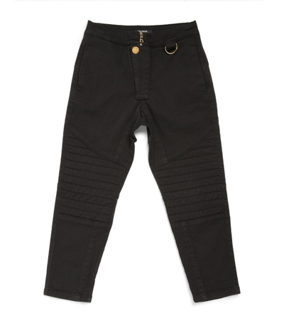 Balmain Kids' Seam-detailed Tapered Jeans In Black