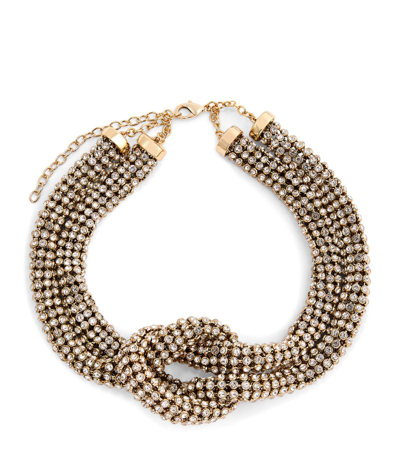 Marina Rinaldi Crystal Knot Necklace In Gold