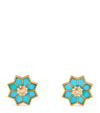 ORLY MARCEL ORLY MARCEL YELLOW GOLD, DIAMOND AND TURQUOISE FEZ EARRINGS