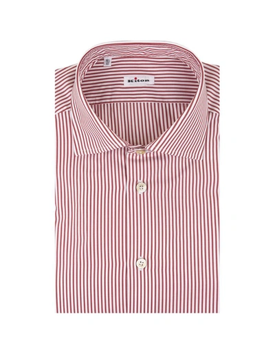 Kiton Red And White Striped Classic Shirt