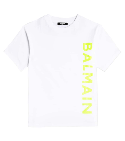Balmain Kids' Logo Cotton Jersey T-shirt In Weiss