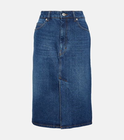 Ami Alexandre Mattiussi Denim Midi Skirt In Blue