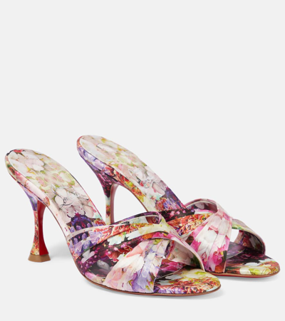 Christian Louboutin Nicol Is Back Floral Silk Satin Sandals In Light Pink