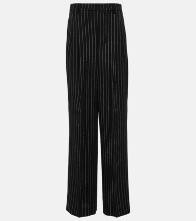 Ami Alexandre Mattiussi High-rise Wool Wide-leg Trousers In Black