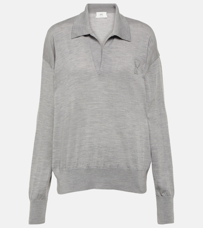 Ami Alexandre Mattiussi Ami De Caur Wool Sweater In Grau