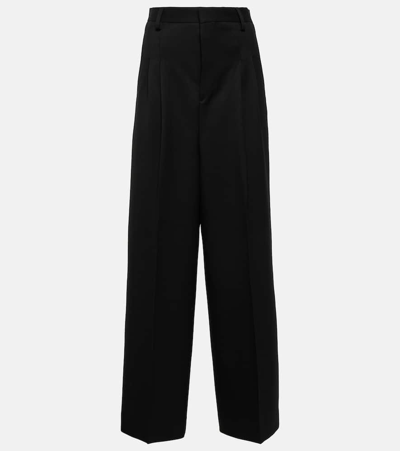 Ami Alexandre Mattiussi High-rise Wool Wide-leg Trousers In Schwarz