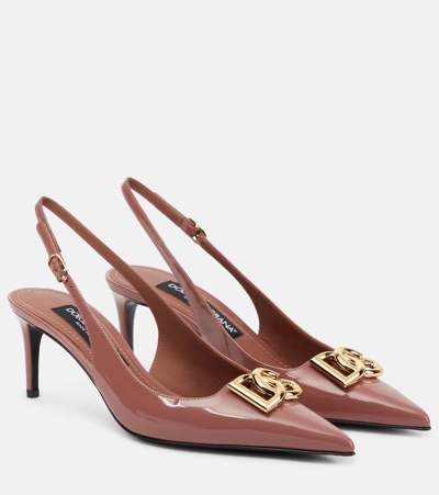 Dolce & Gabbana Dg Patent Leather Slingback Pumps In Pink