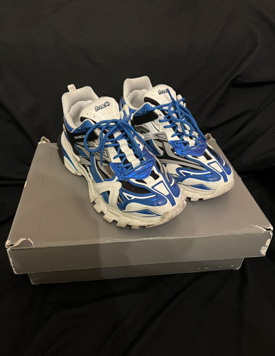 Pre-owned Balenciaga Track 2 White Blue Size 44 Low Top Trainers $975 Shoes