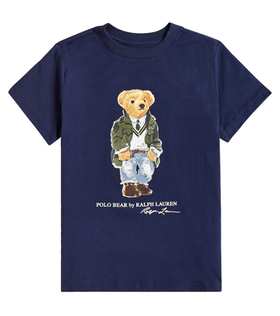 Polo Ralph Lauren Kids' Polo Bear棉质针织t恤 In Blue