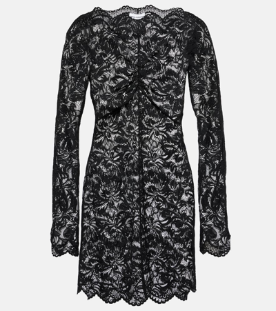 Rabanne Floral Off-shoulder Lace Minidress In Black